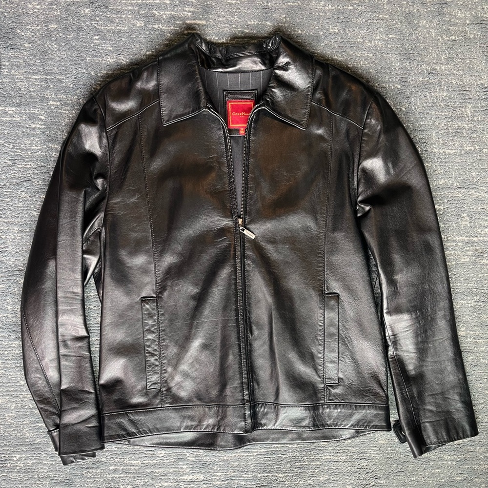 Cole Haan black leather jacket in medium